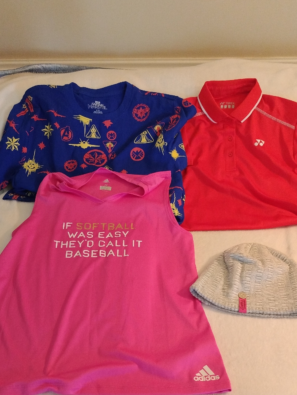 Yonex Polo Adidas Softball Captain Marvel Shirt Smith Wesson Beanie Bundle W M